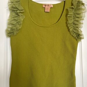Olive Green Ruffle Sleeve Top